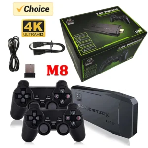 Video Game Sticks M8 Console 2.4G Dual Wireless Controller Game Stick 4K 10000 games 64GB Retro game For Dropshiopping Xmas Gift 1